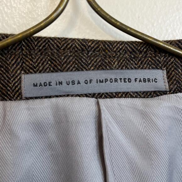 John W Nordstrom Cashmere Silk Blazer 46L Brown Herringbone 2 Button Sport Coat - Picture 9 of 11